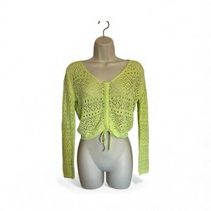 Lime Green Women's Knit Cropped Sweater